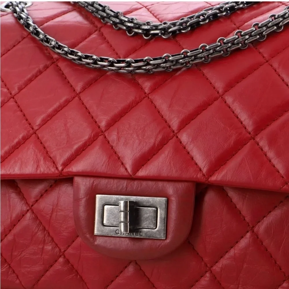 CHANEL Chanel Red Reissue 2.55 Flap Bag Quilted Aged Calfskin 227